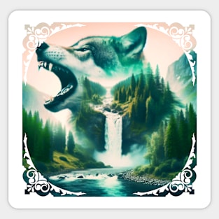 Landscape With Wolf Illustration Sticker